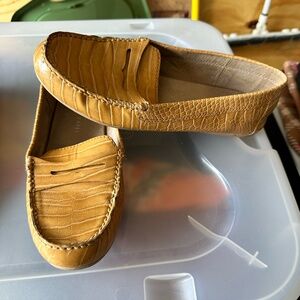 Mustard leather flats
